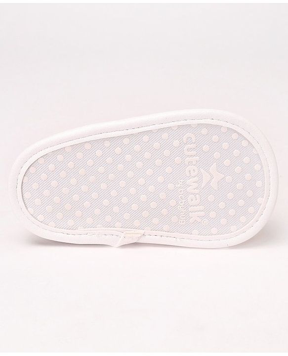 Cute Walk by Babyhug Velcro Closure Sandal Style Booties With Floral Applique - White