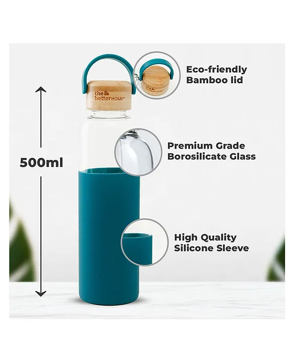 The Better Home Borosilicate Glass Water Bottle with Sleeve 500ml