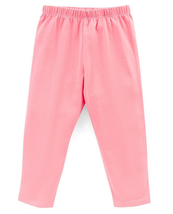 Babyhug 100% Cotton Knit Half Sleeves Striped Top and Legging Set Heart Print - Peach & White