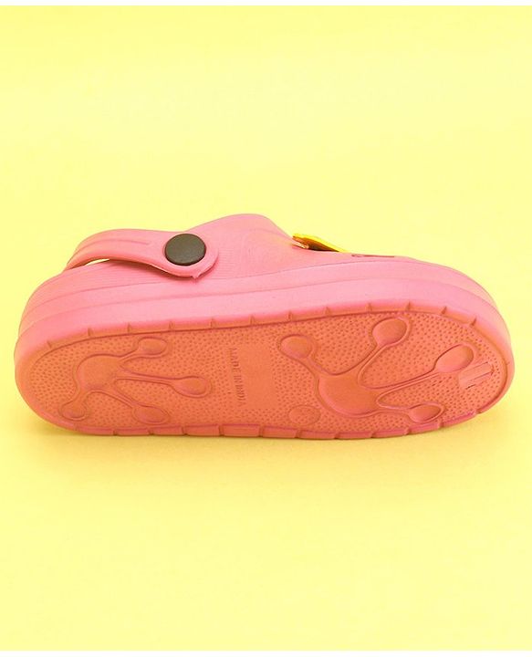 Pine Kids Clogs With Back Strap Text Applique- Pink