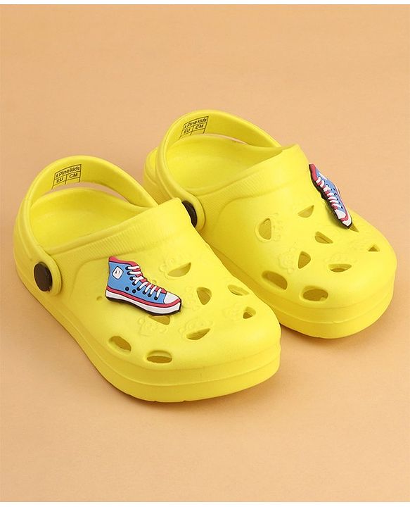 Pine Kids Clogs With Back Strap Shoes Applique- Yellow