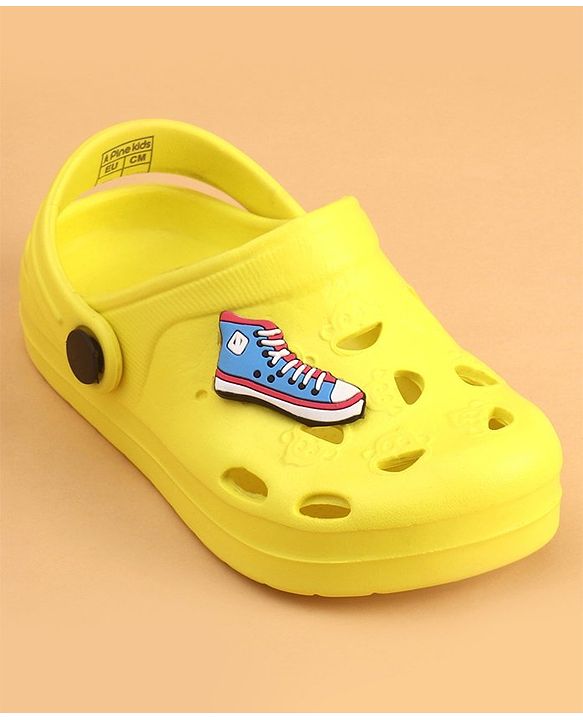 Pine Kids Clogs With Back Strap Shoes Applique- Yellow