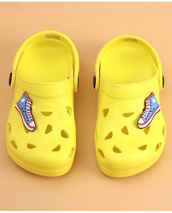 Pine Kids Clogs With Back Strap Shoes Applique- Yellow
