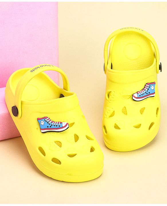 Pine Kids Clogs With Back Strap Shoes Applique- Yellow