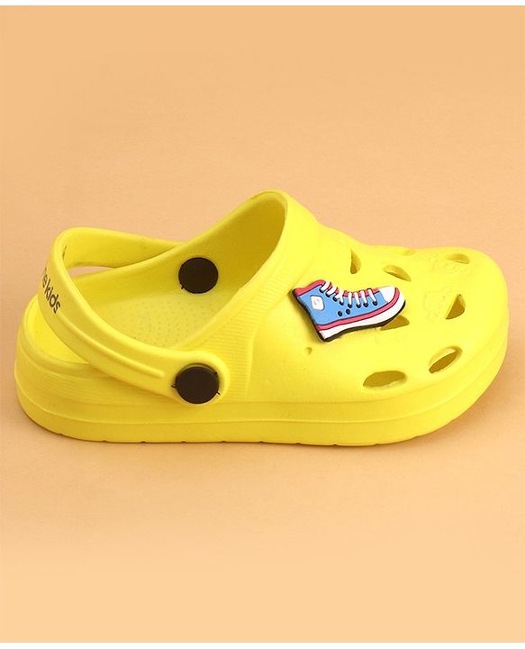 Pine Kids Clogs With Back Strap Shoes Applique- Yellow