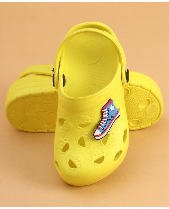 Pine Kids Clogs With Back Strap Shoes Applique- Yellow