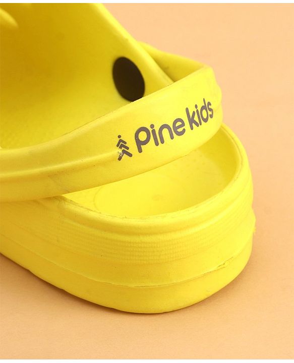 Pine Kids Clogs With Back Strap Shoes Applique- Yellow