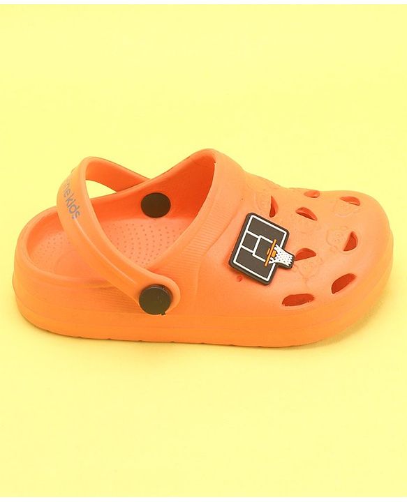 Pine Kids Clogs With Back Strap Basketball Applique- Orange