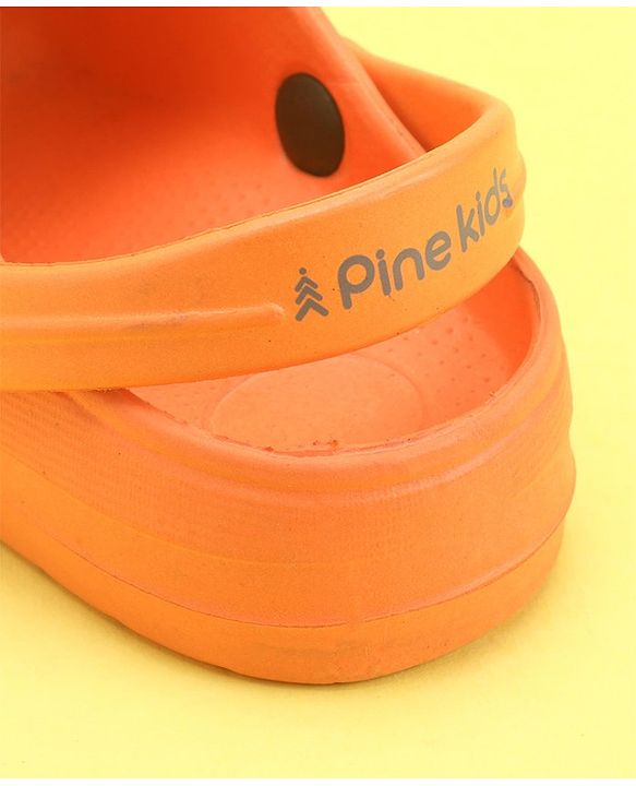 Pine Kids Clogs With Back Strap Basketball Applique- Orange