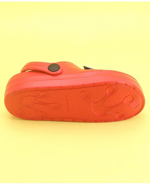 Pine Kids Clogs With Back Strap Basketball Applique- Red