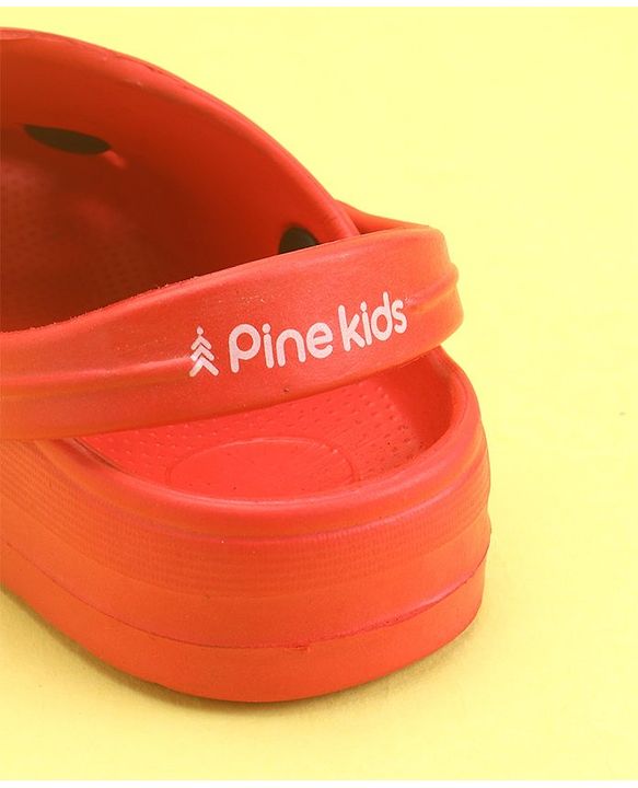Pine Kids Clogs With Back Strap Basketball Applique- Red