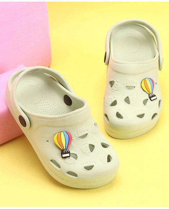Pine Kids Clogs with Back Strap Hot Air Balloon Patch - Light Green