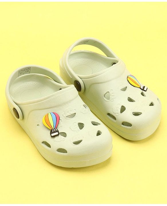 Pine Kids Clogs with Back Strap Hot Air Balloon Patch - Light Green
