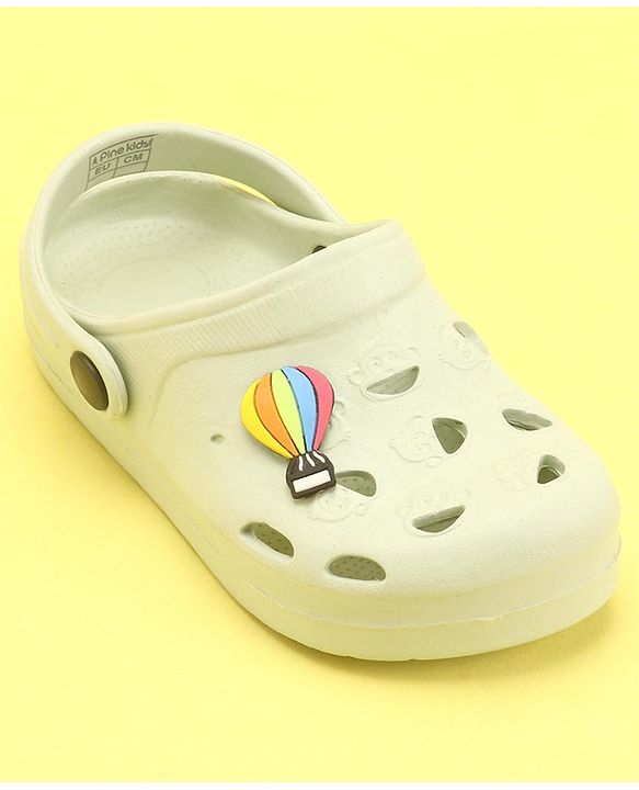Pine Kids Clogs with Back Strap Hot Air Balloon Patch - Light Green