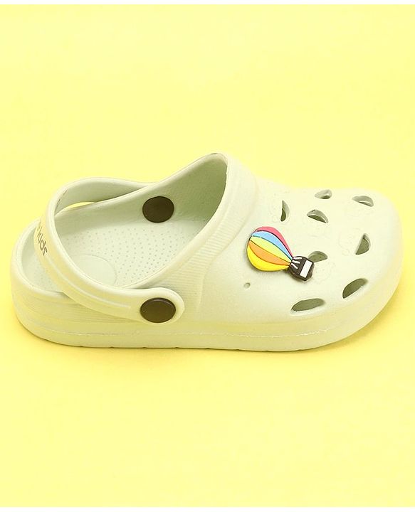 Pine Kids Clogs with Back Strap Hot Air Balloon Patch - Light Green