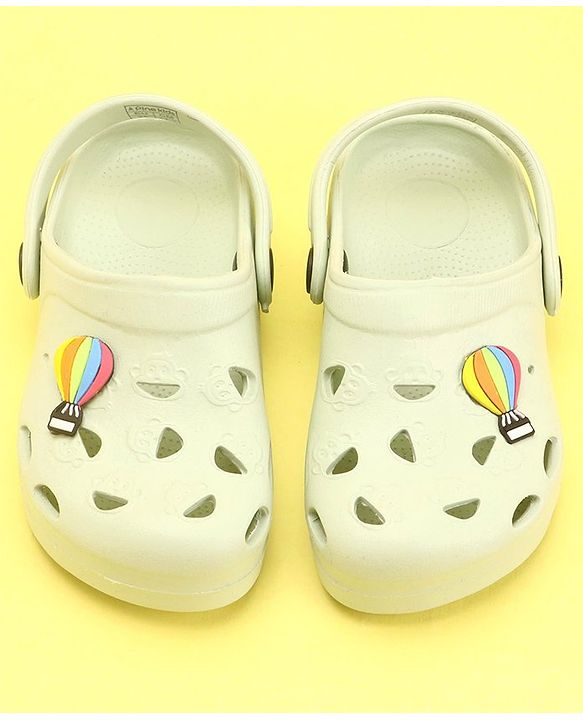 Pine Kids Clogs with Back Strap Hot Air Balloon Patch - Light Green