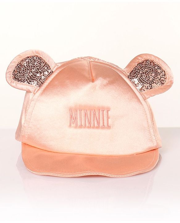 Babyhug Cotton Minnie Embroidered Disney Baseball Cap Pink - Circumference 44 cm