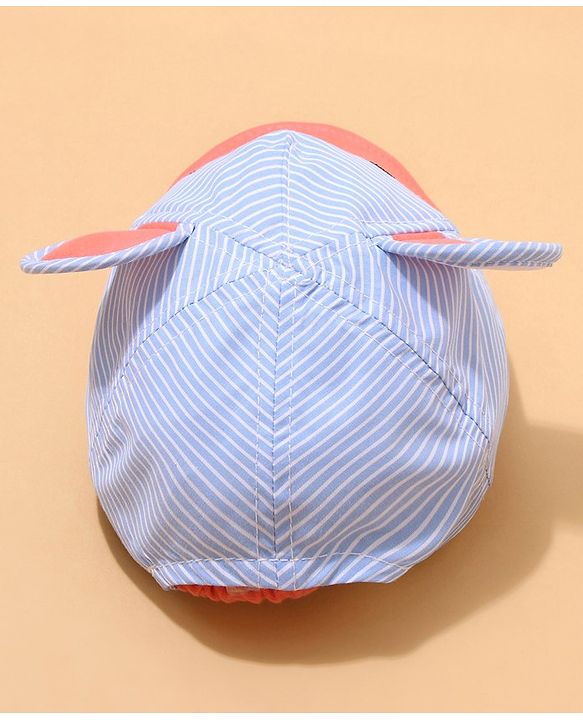 Babyhug Cotton Bear Print With Stripes & Ear Applique Baseball Cap Multicolour - Circumference 45 cm