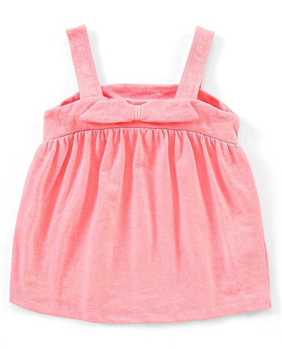 Babyhug 100% Cotton Sleeveless Solid Colour Top and Tropical Printed Leggings Set - Peach & Blue