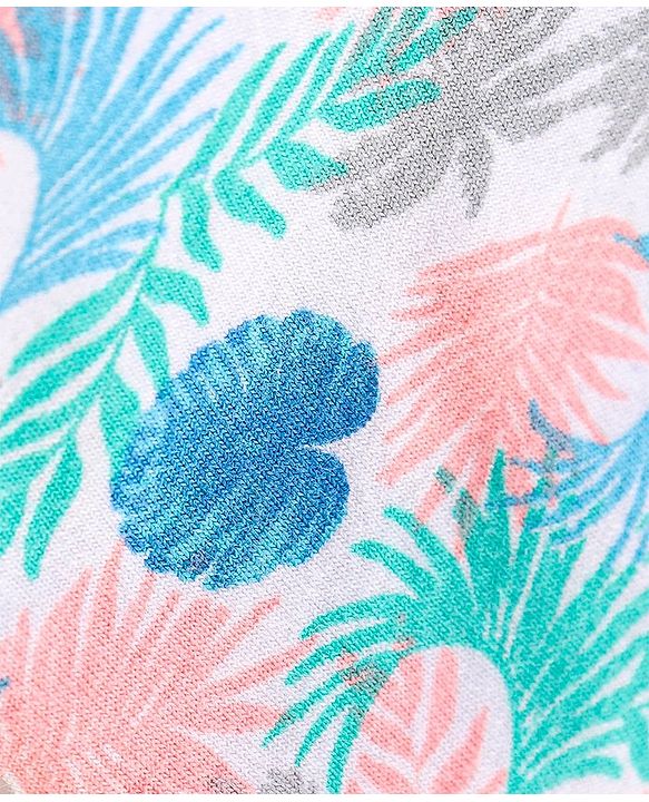 Babyhug 100% Cotton Sleeveless Solid Colour Top and Tropical Printed Leggings Set - Peach & Blue