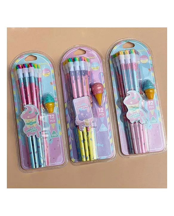 New Pinch Stylish Pencils Stationary Kit with Ice Cream Shaped