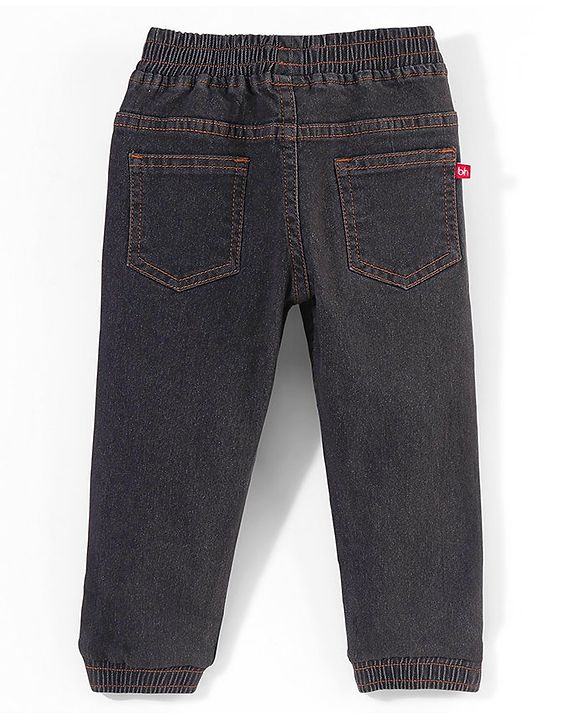 Babyhug Cotton Spandex Full Length Solid Denim Jeans - Charcoal