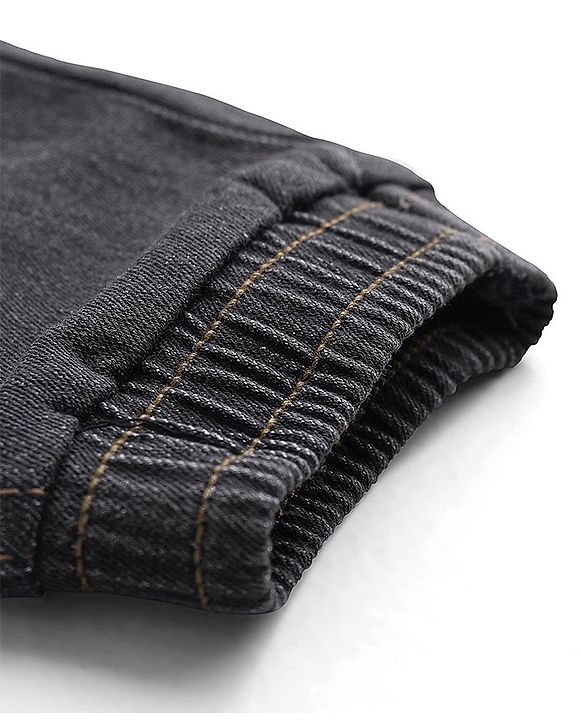 Babyhug Cotton Spandex Full Length Solid Denim Jeans - Charcoal