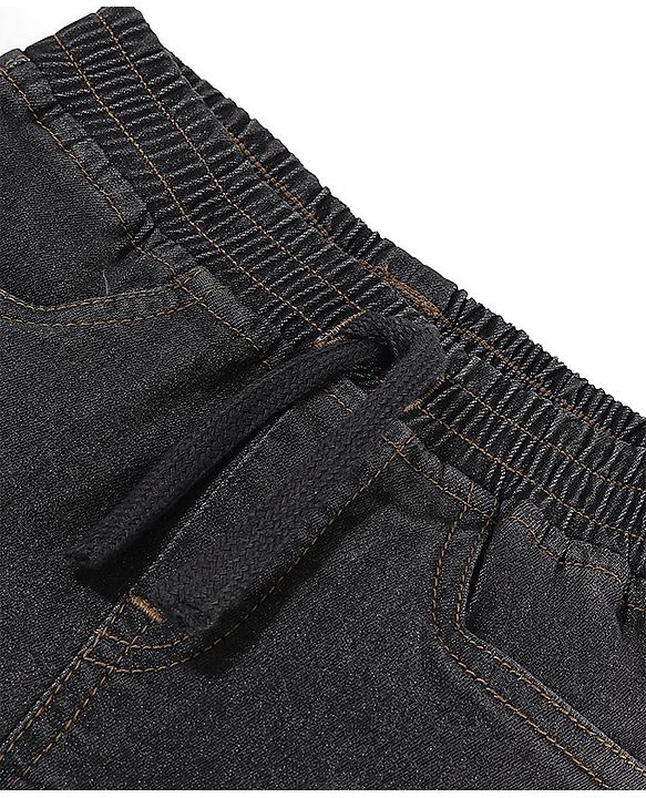 Babyhug Cotton Spandex Full Length Solid Denim Jeans - Charcoal
