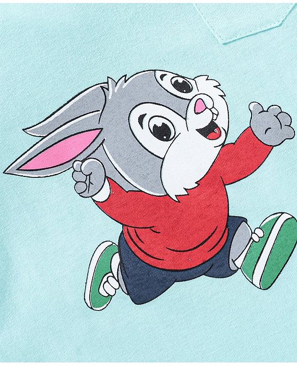 Babyhug Cotton half Sleeves T-Shirt Bunny Print - Light Blue