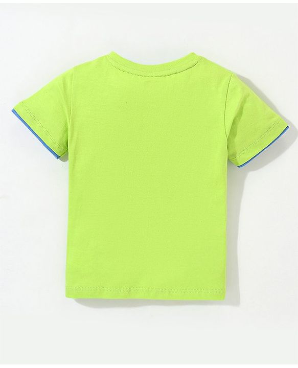 Babyhug Cotton Half Sleeves T-Shirt Panda & Text Print- Green