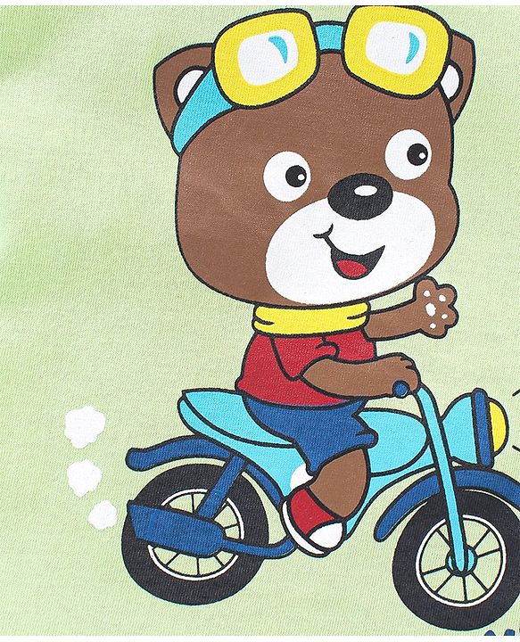 Babyhug Cotton Half Sleeves T-Shirt Bear Pint- Lime Green
