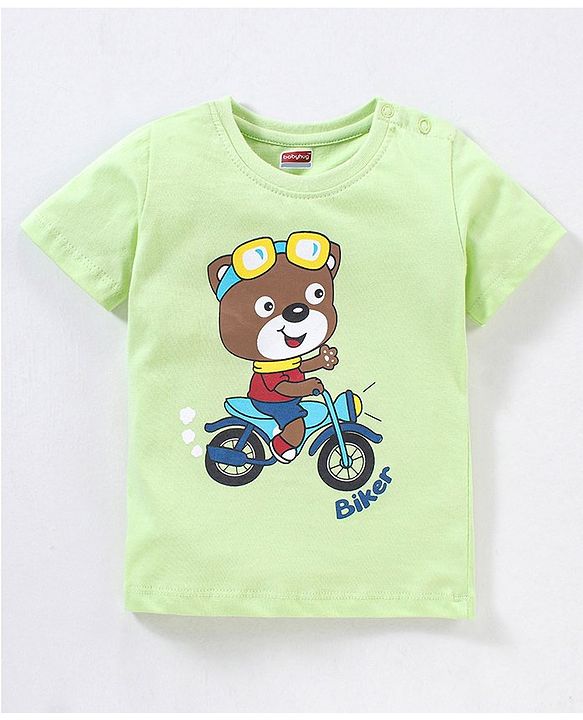 Babyhug Cotton Half Sleeves T-Shirt Bear Pint- Lime Green