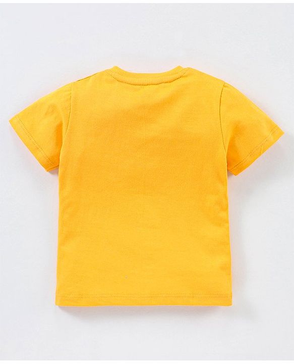 Babyhug Cotton Half Sleeves T-Shirt Super Duper Dino Print - Yellow