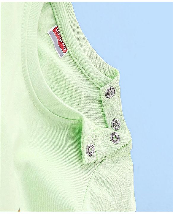Babyhug Cotton Half Sleeves T-Shirt Wild Animals Print - Lime