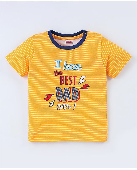 Babyhug Cotton Half Sleeves Text Print T-Shirt - Yellow