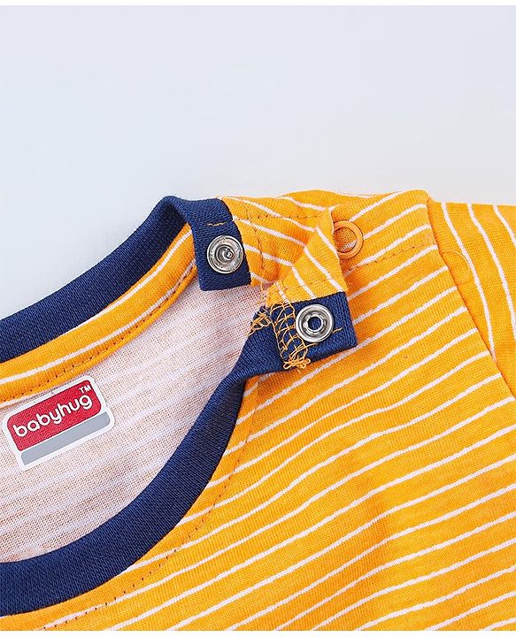 Babyhug Cotton Half Sleeves Text Print T-Shirt - Yellow