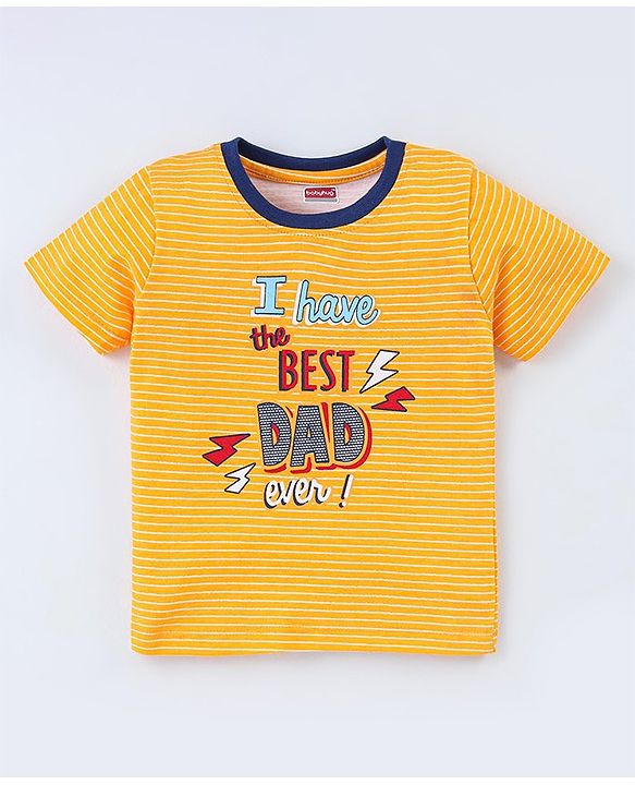 Babyhug Cotton Half Sleeves Text Print T-Shirt - Yellow