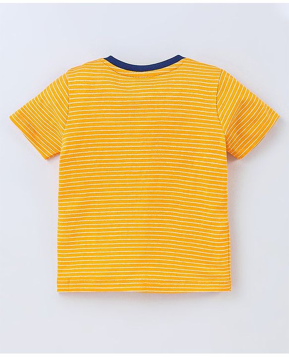 Babyhug Cotton Half Sleeves Text Print T-Shirt - Yellow