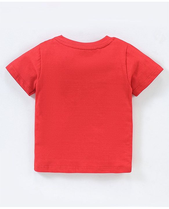 Babyhug Cotton Half Sleeves T-Shirt Lightning Mcqueen Print - Red