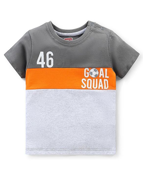 Babyhug Cotton Knit Half Sleeves Text Printed T-Shirt - White Melange