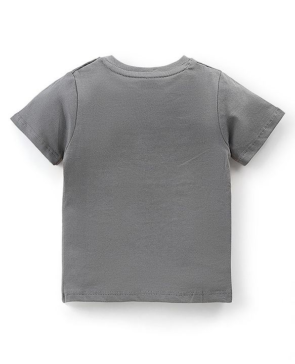 Babyhug Cotton Knit Half Sleeves Text Printed T-Shirt - White Melange