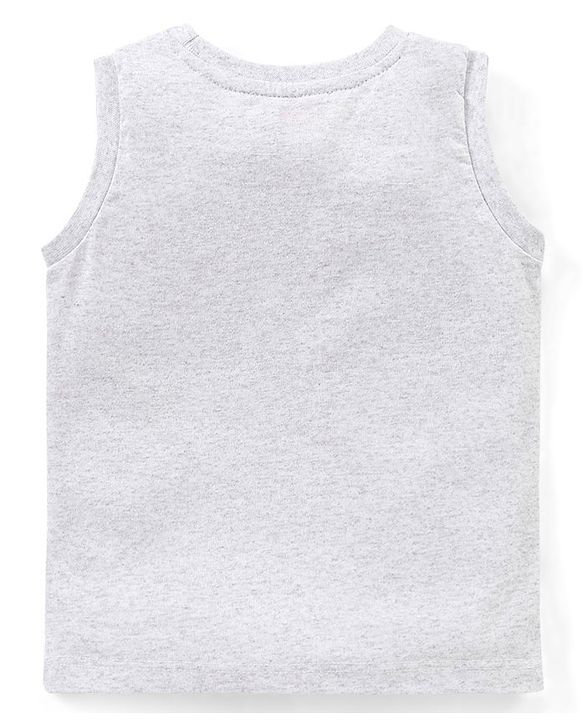Babyhug 100% Cotton Sleeveless T-Shirt Goofy Print - White