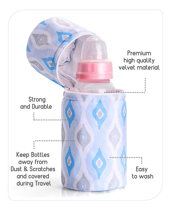 Babyhug Feeding Bottle Cover with Zip Star Print Pink - Fits Upto 280 ml Bottle