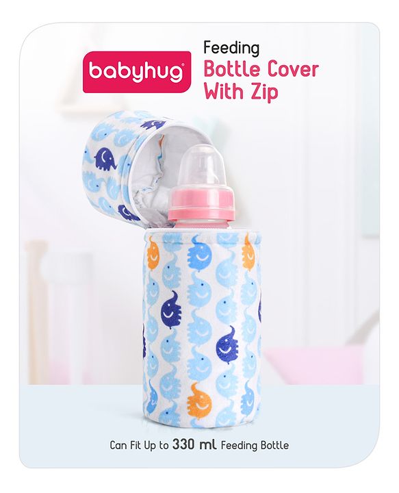 Babyhug Feeding Bottle Cover with Zip Star Print Pink - Fits Upto 280 ml Bottle