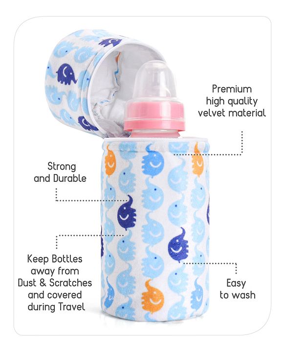 Babyhug Feeding Bottle Cover with Zip Star Print Pink - Fits Upto 280 ml Bottle