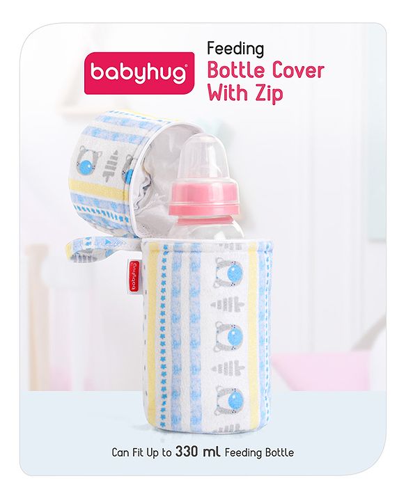 Babyhug Feeding Bottle Cover with Zip Star Print Pink - Fits Upto 280 ml Bottle