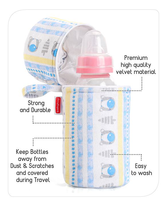 Babyhug Feeding Bottle Cover with Zip Star Print Pink - Fits Upto 280 ml Bottle