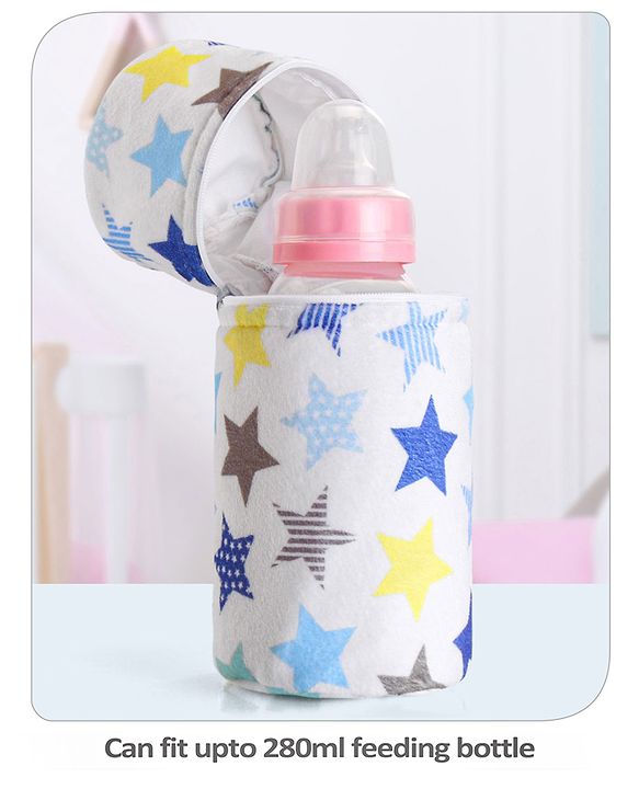 Babyhug Feeding Bottle Cover with Zip Star Print Pink - Fits Upto 280 ml Bottle