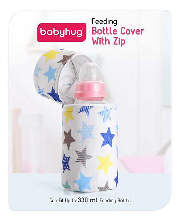 Babyhug Feeding Bottle Cover with Zip Star Print Pink - Fits Upto 280 ml Bottle