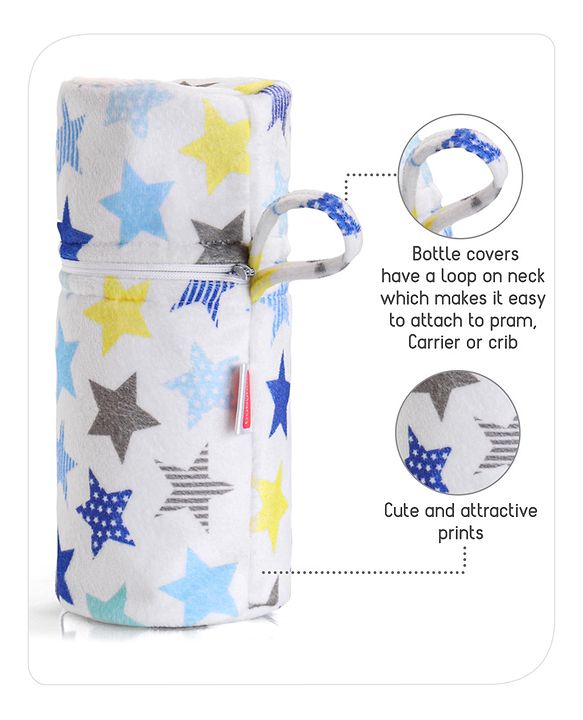 Babyhug Feeding Bottle Cover with Zip Star Print Pink - Fits Upto 280 ml Bottle